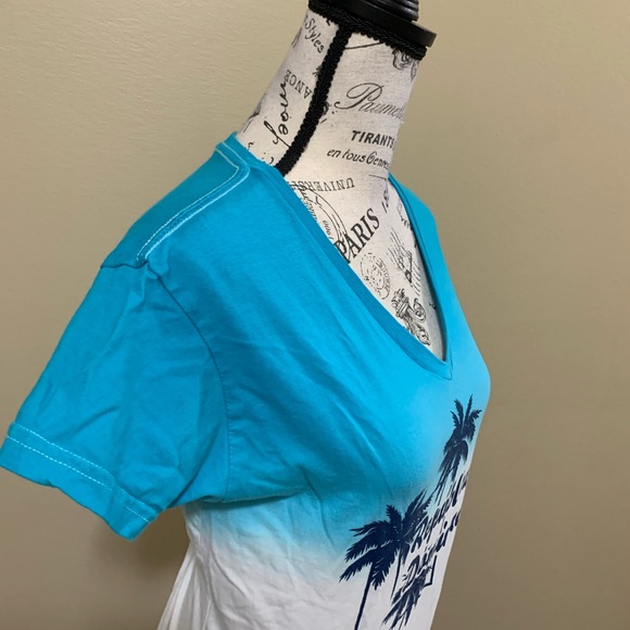Ocean Dream Blue & White Ombre Dominican Republic Short Sleeve Shirt Size Large - Picture 6 of 12